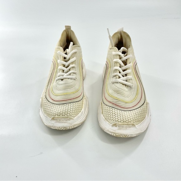 STEVEN by Steve Madden Massey Flocked Leather Neutral Lace-Up Minimal Sneakers - Picture 7 of 9